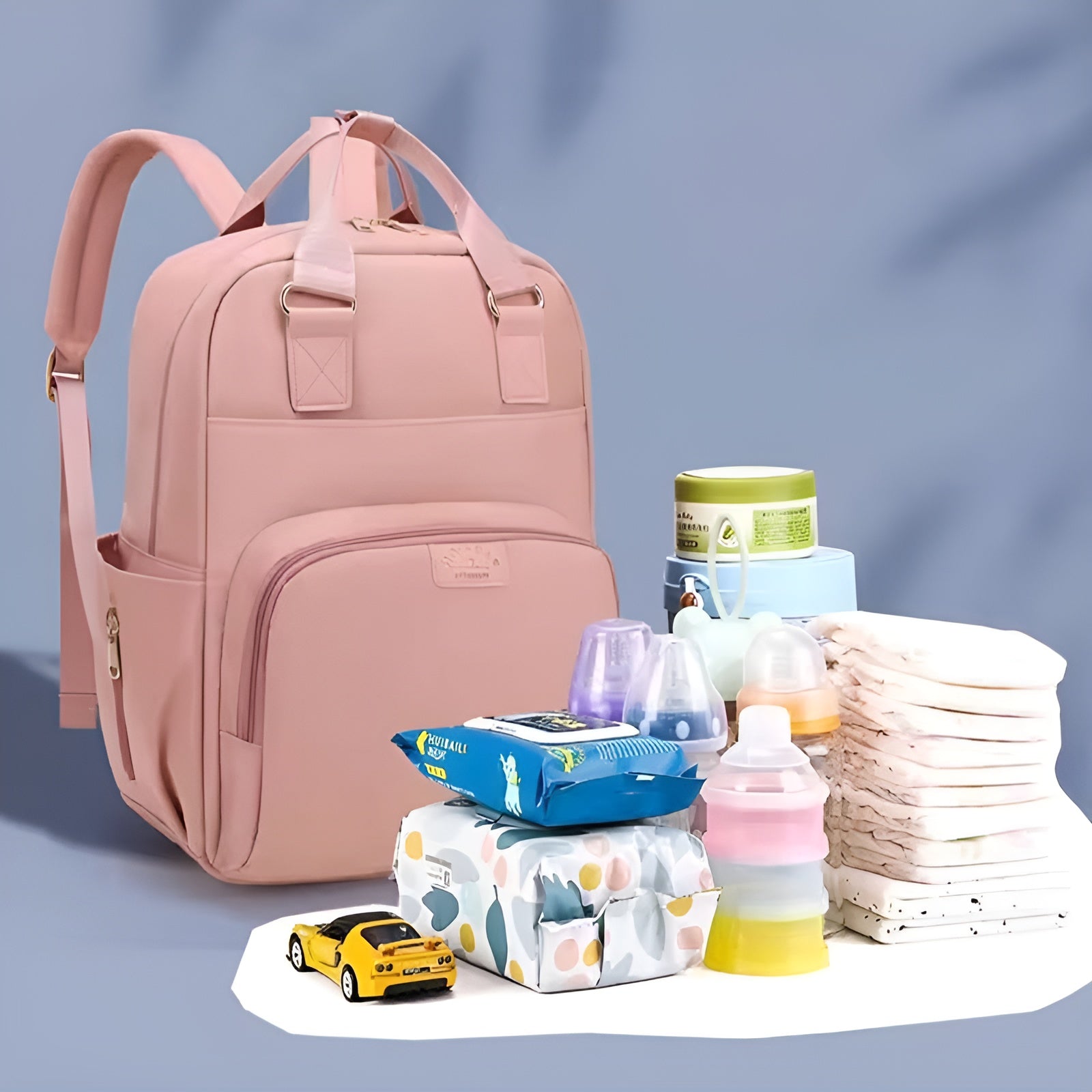 Baby_diaper_storage_backpack_with_smart_design_and_durability__Pink