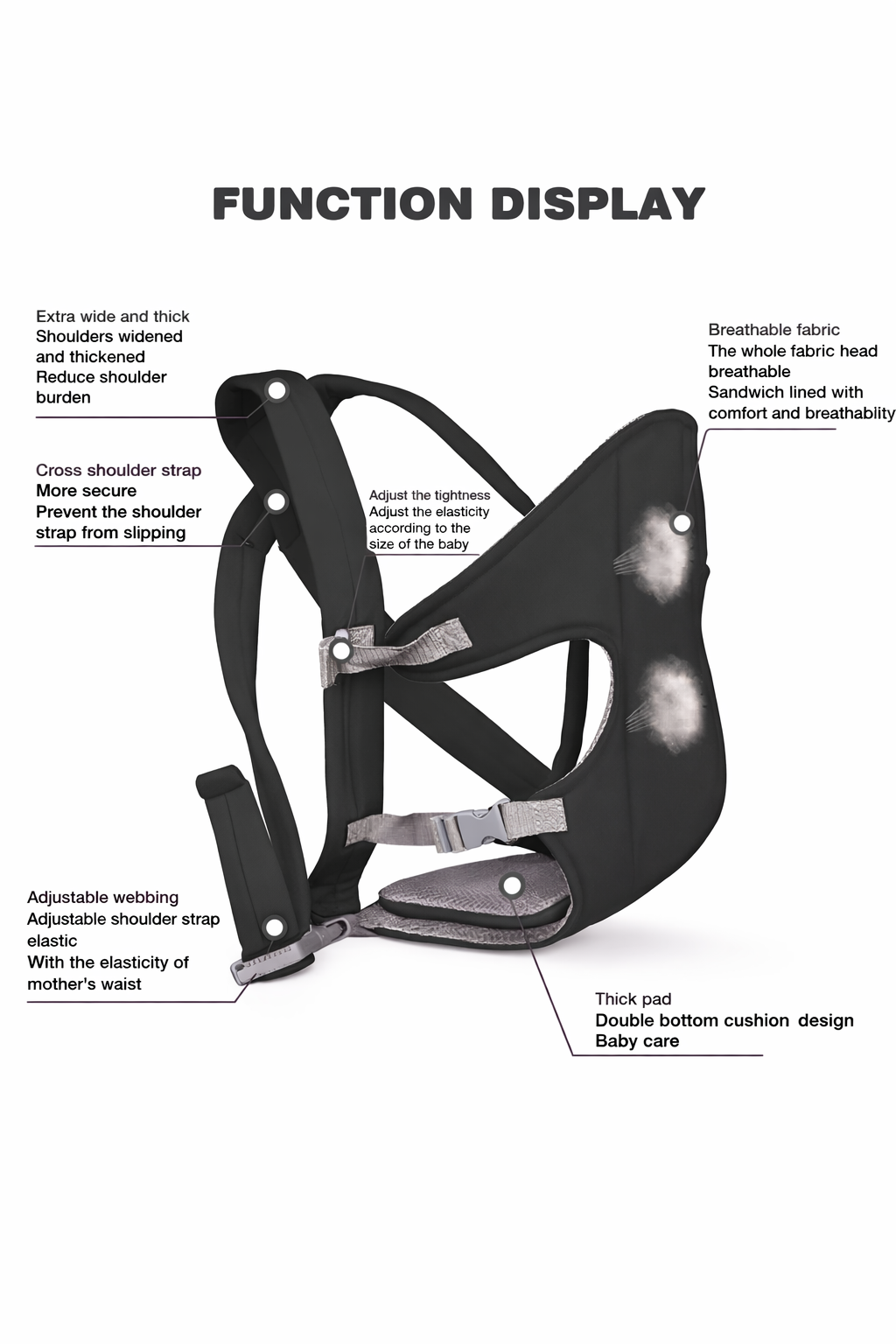 Breathable baby chest carrier__black