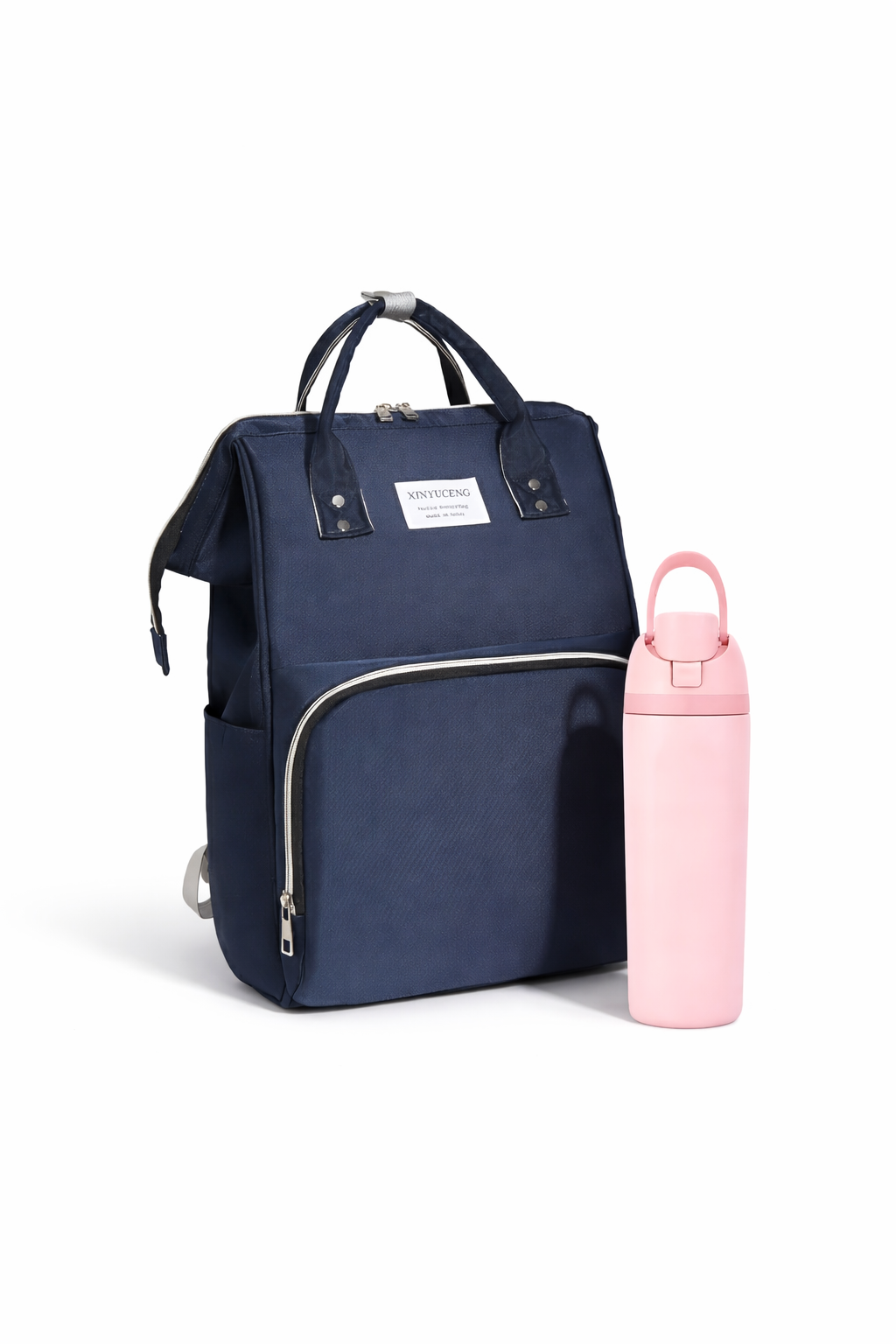 Navy Blue Mumma Bag with 750ml Water Bottle – Spacious, Stylish & Perfect for Everyday Baby Care