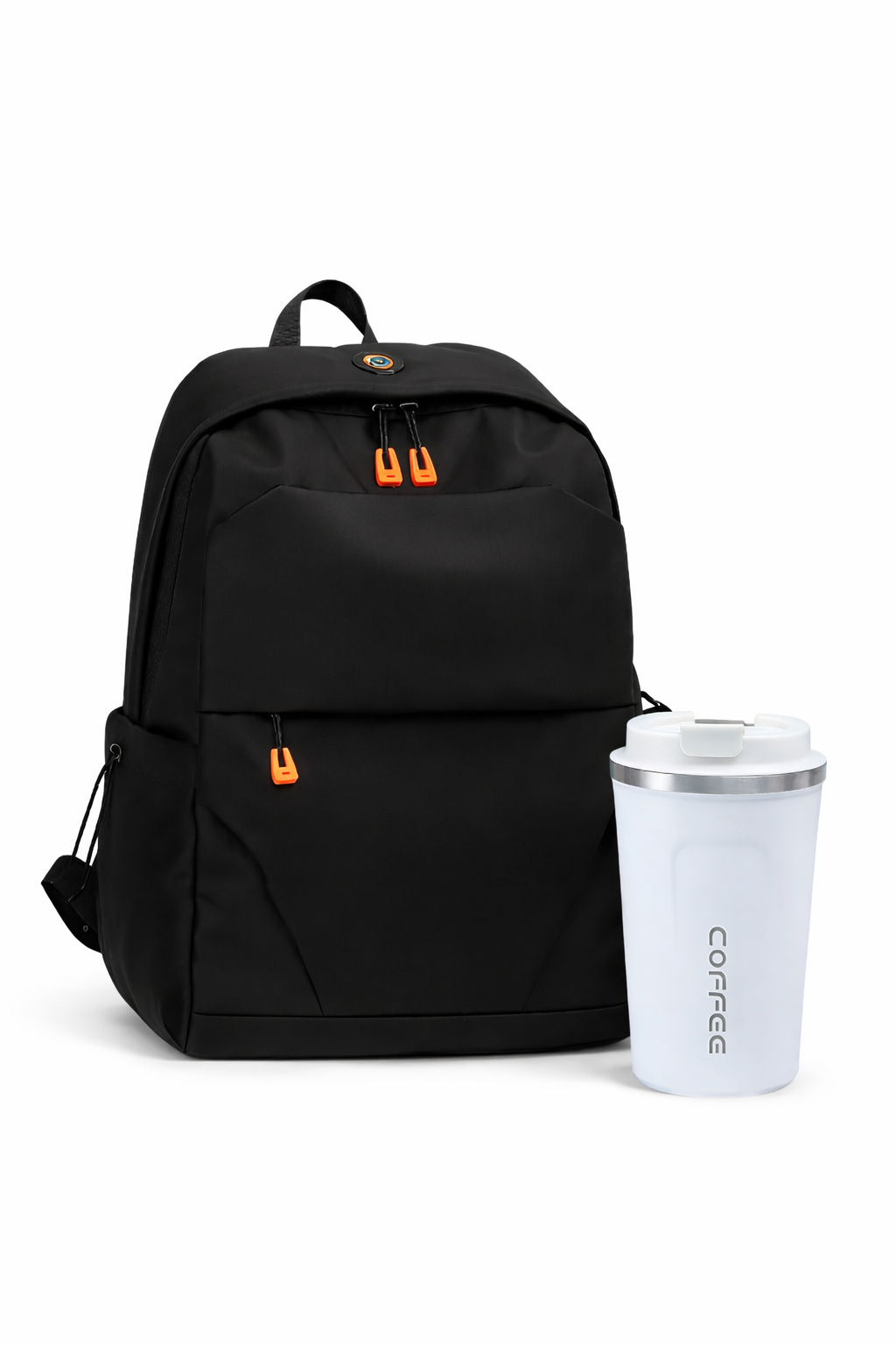 Black Laptop Backpack with 500ml Coffee Mug – Stylish & Practical Everyday Combo