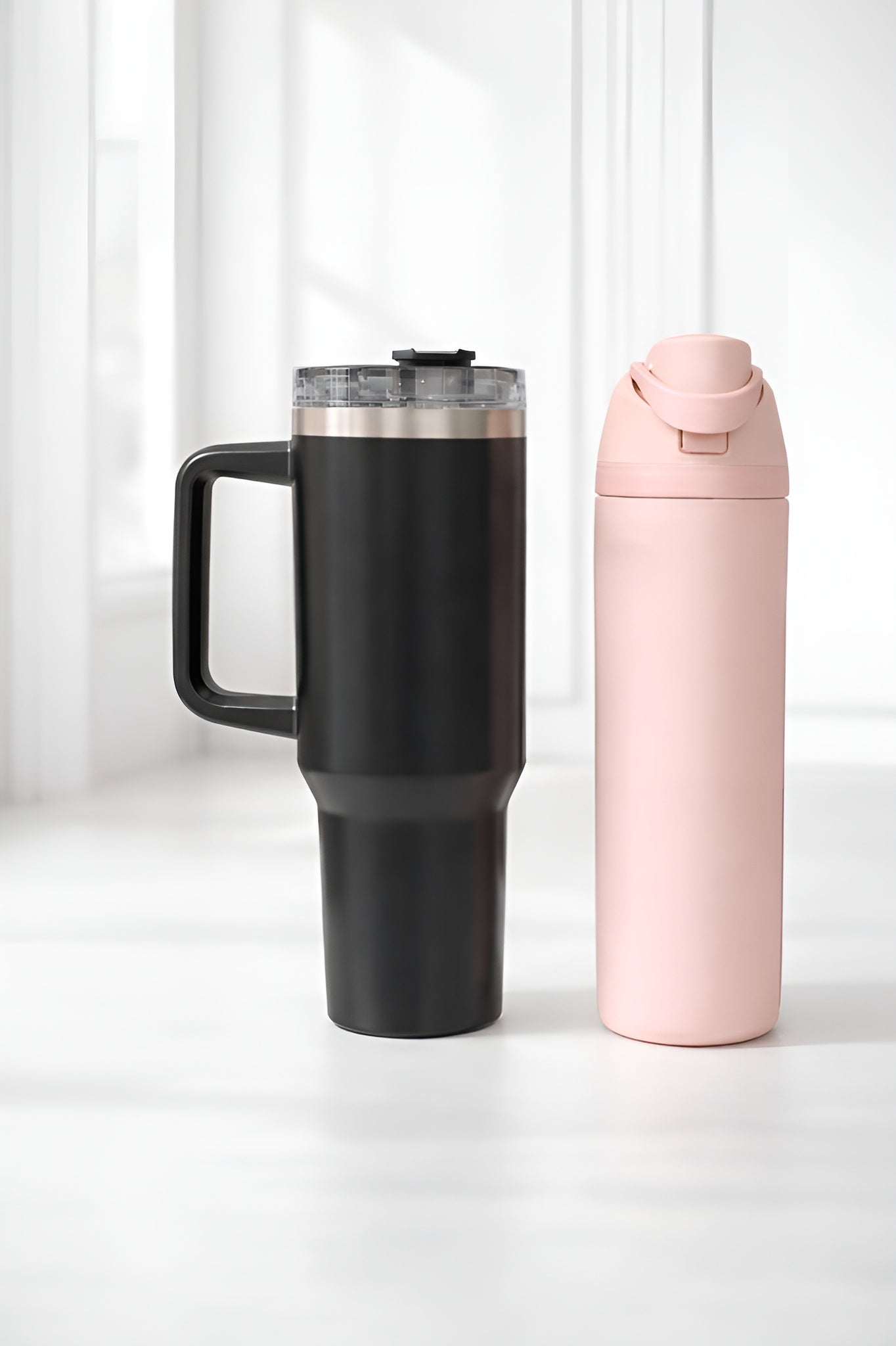 Premium Insulated Tumbler & Bottle Combo – Black 1200 ml + Pink 750 ml (Set of 2)