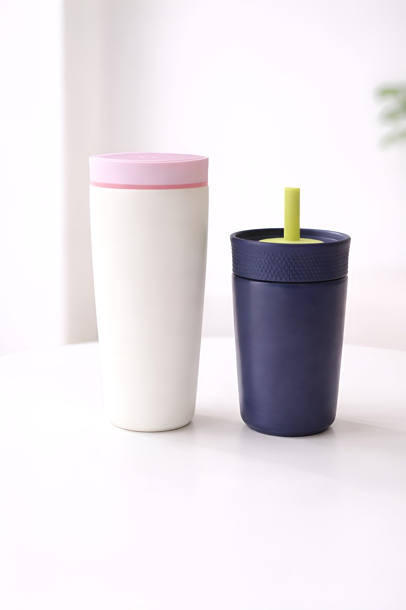 Premium Insulated Tumbler Combo Set – Navy Blue 350 ml & White 600 ml | Leak-Proof | Reusable | Hot & Cold Drink Cups(Set of 2)