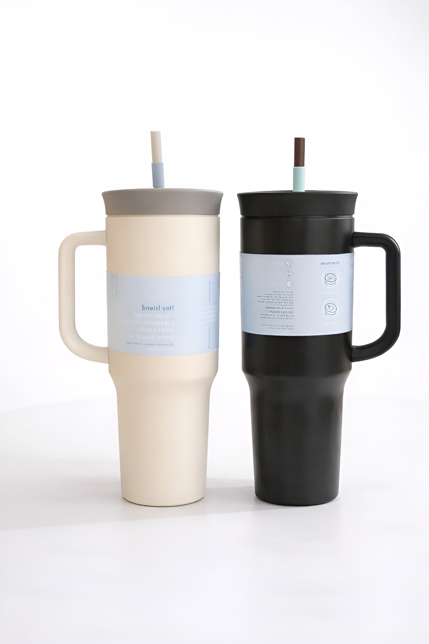 Large Capacity Insulated Tumbler Combo – 1200 ml Each (Black & Cream) (Set of 2)