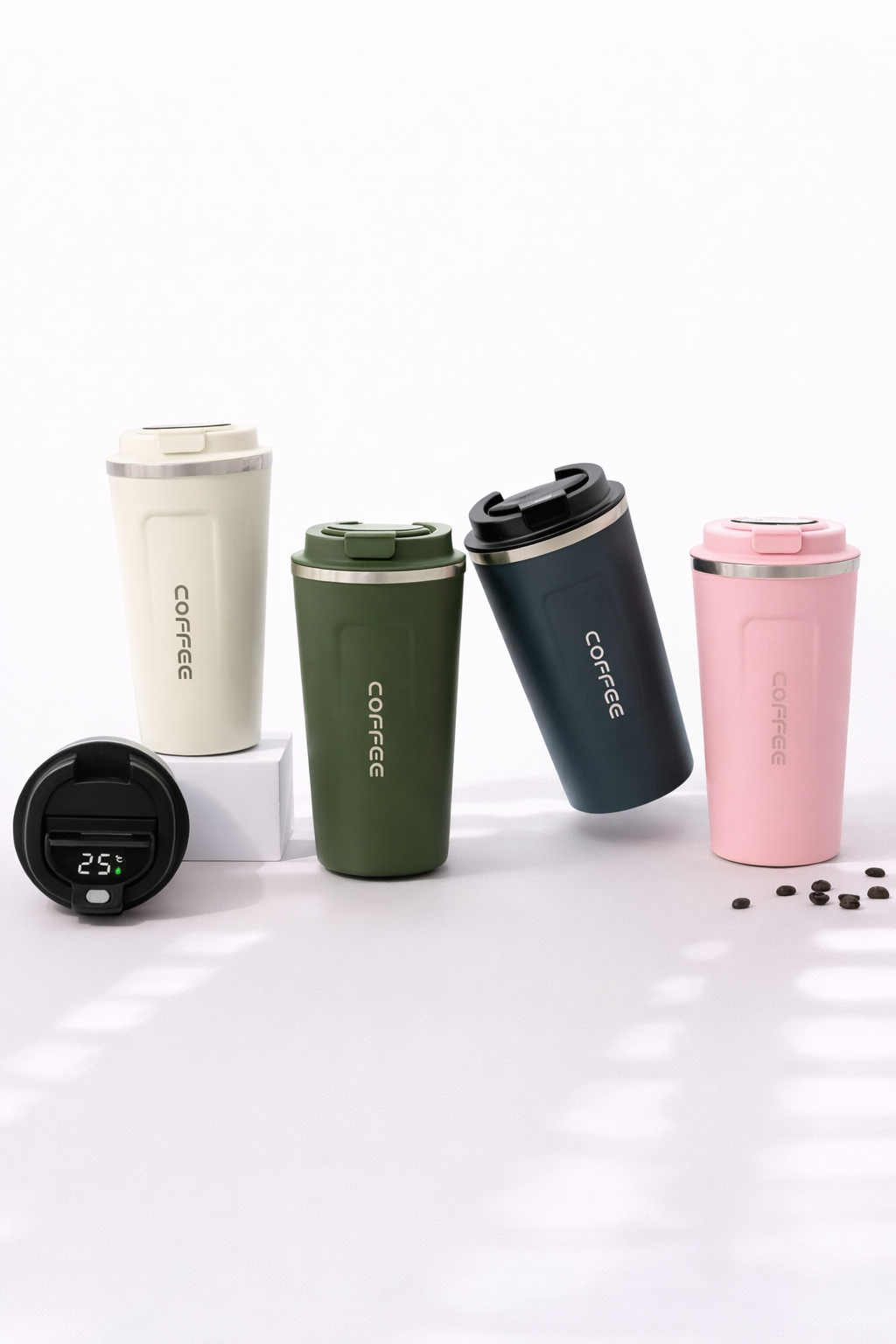 Premium Insulated Coffee Mug Combo – 500 ml (White & Blue) (Set of 2)