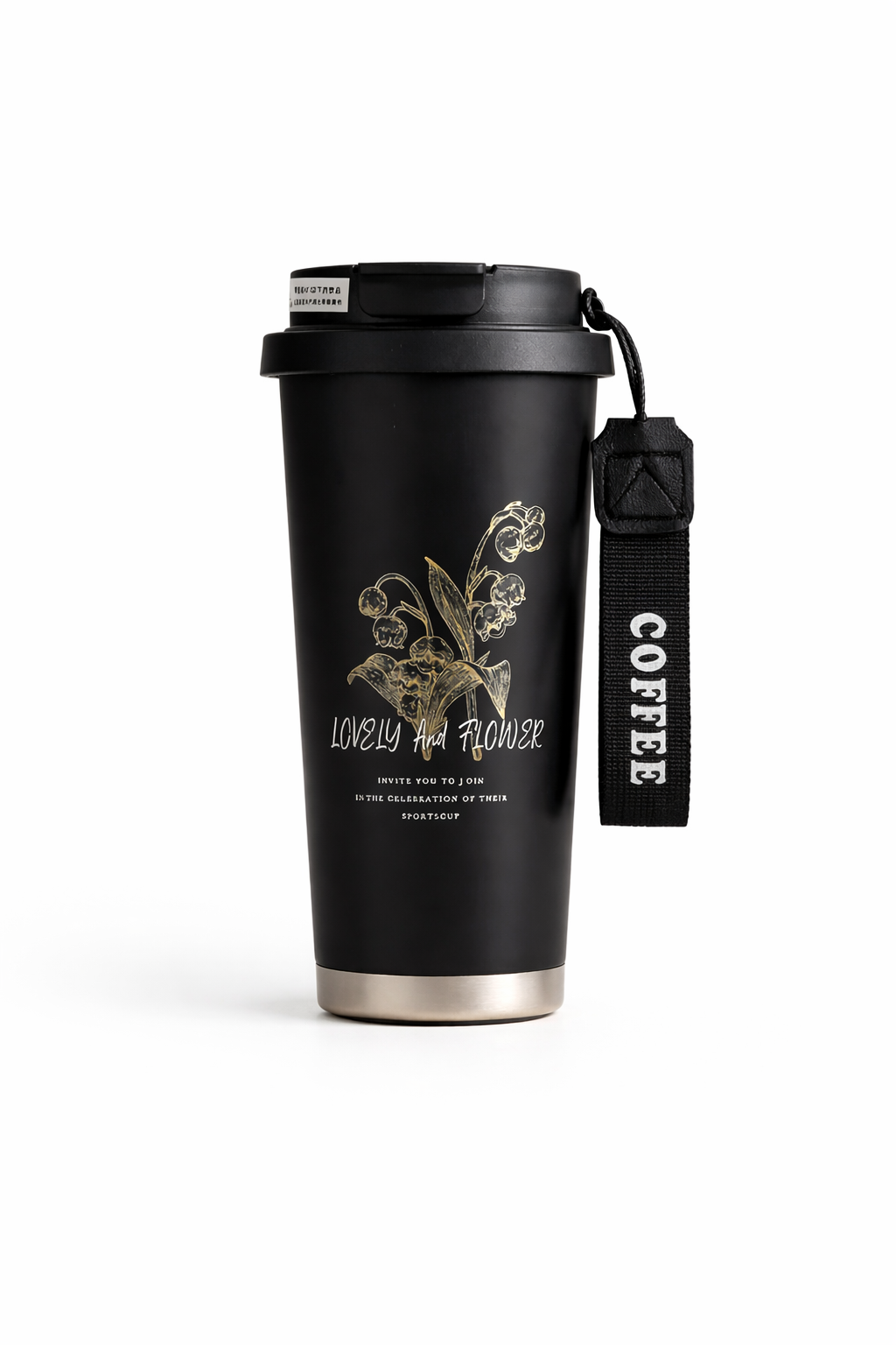 Premium Insulated Travel Mug Combo – 500 ml Each (Black & Floral White) (Set of 2)
