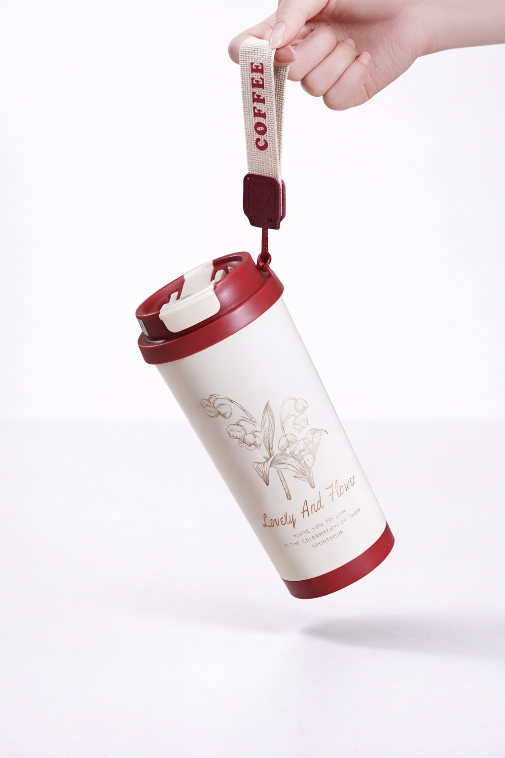 Luxury Floral Insulated Travel Mug Combo – 500 ml Each (Red & Black) (Set of 2)