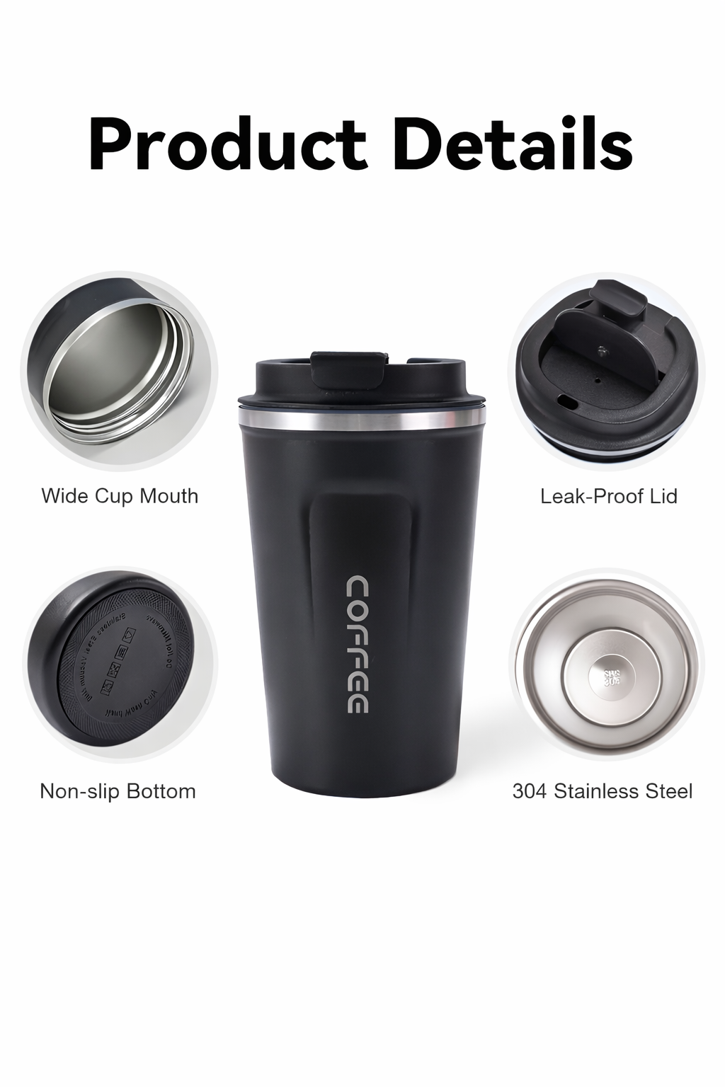 Black Laptop Backpack with 500ml Coffee Mug – Stylish & Practical Everyday Combo