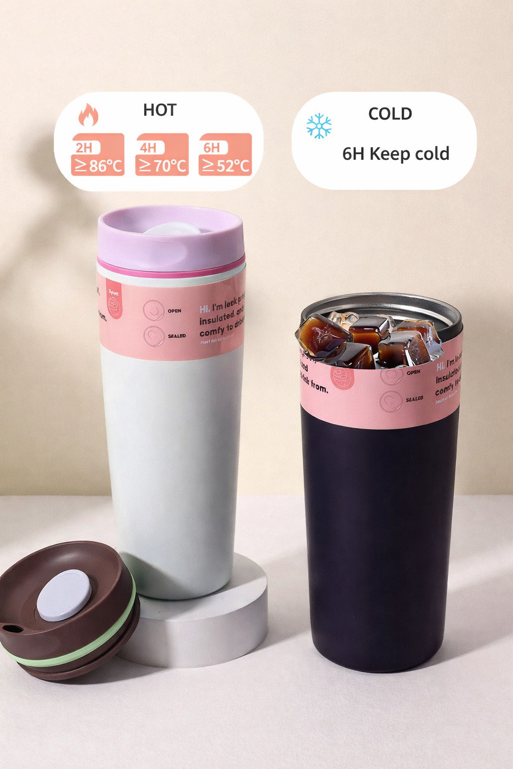 Premium Insulated Tumbler Combo Set – Pink & Baby Pink 600 ml | Leak-Proof | Reusable | Hot & Cold Drink Cups(Set of 2)