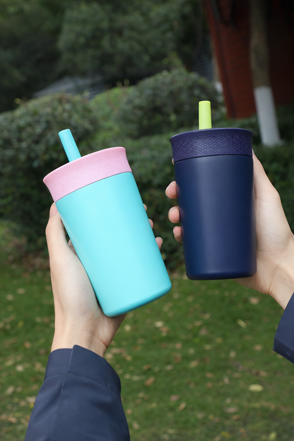 Premium Insulated Tumbler Combo Set – Navy Blue 350 ml & White 600 ml | Leak-Proof | Reusable | Hot & Cold Drink Cups(Set of 2)