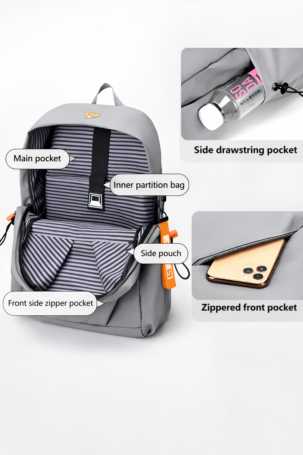 Premium Gray Laptop Backpack with Temperature Display 500ml Coffee Mug – Smart, Stylish & Travel Ready 💼☕