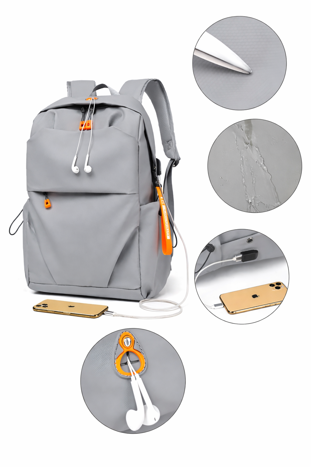 Premium Gray Laptop Backpack with Temperature Display 500ml Coffee Mug – Smart, Stylish & Travel Ready 💼☕