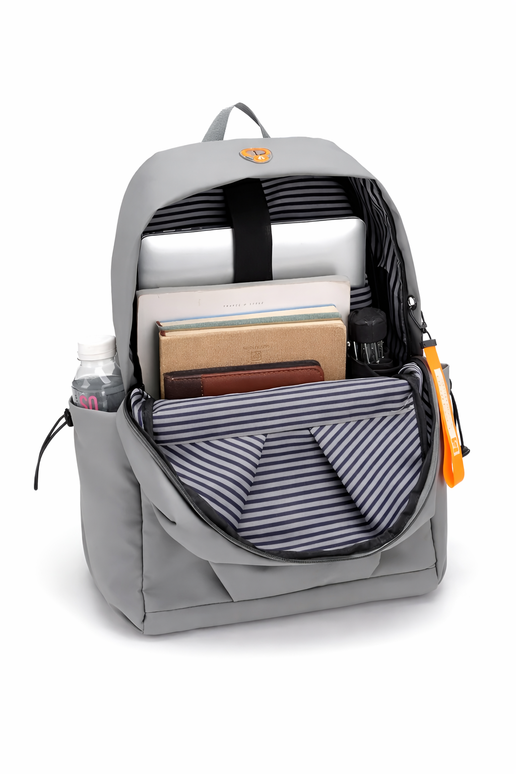 Premium Gray Laptop Backpack with Temperature Display 500ml Coffee Mug – Smart, Stylish & Travel Ready 💼☕