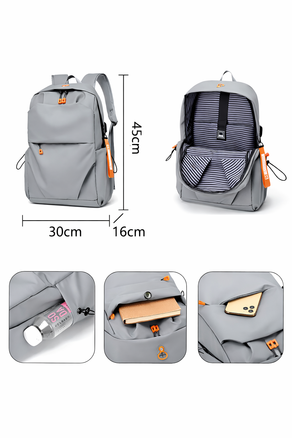 Premium Gray Laptop Backpack with Temperature Display 500ml Coffee Mug – Smart, Stylish & Travel Ready 💼☕