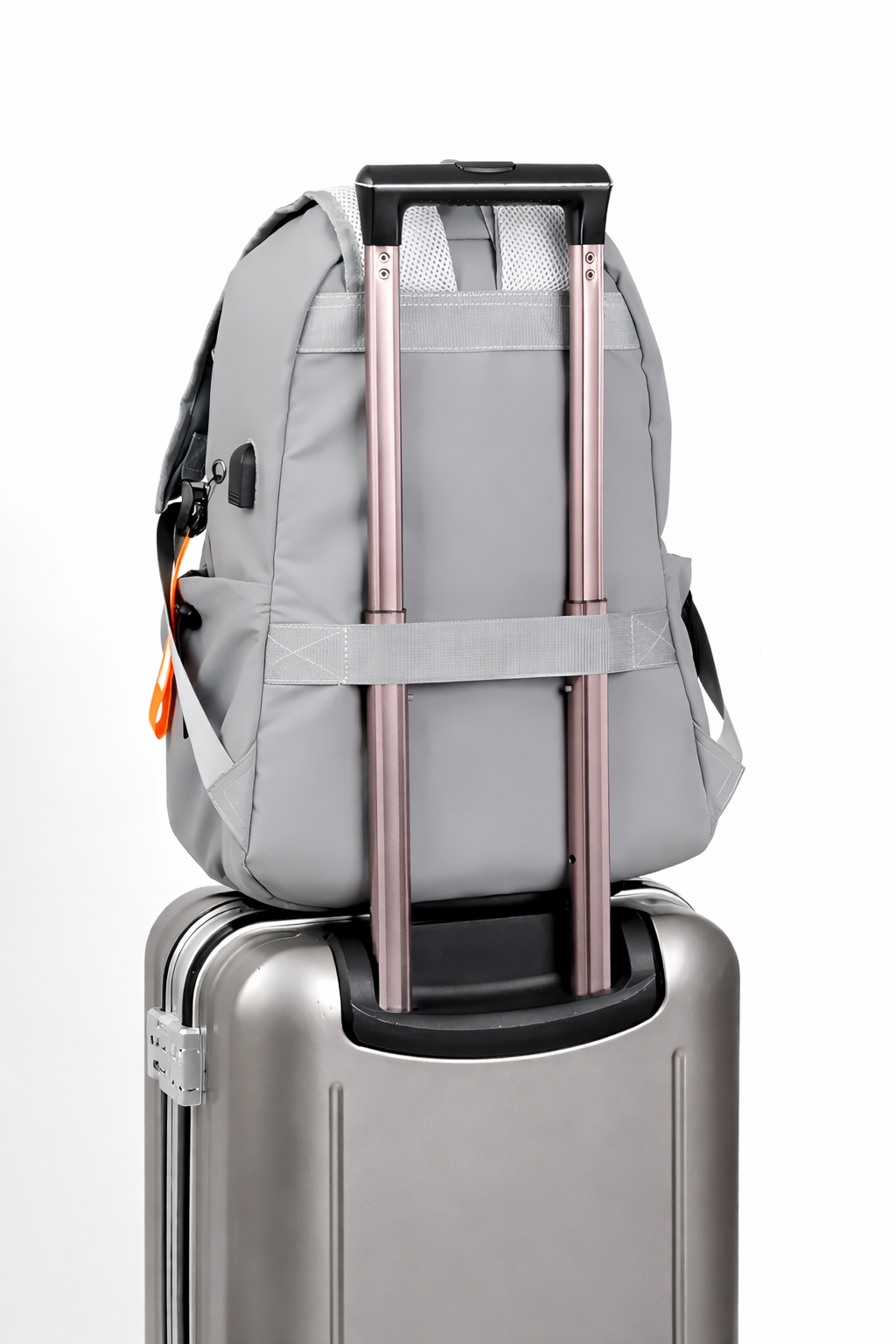 Premium Gray Laptop Backpack with Temperature Display 500ml Coffee Mug – Smart, Stylish & Travel Ready 💼☕