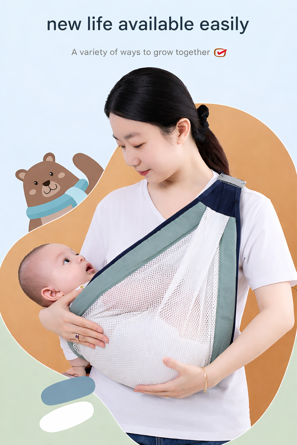 Comfort Baby Sling Wrap – Scientific C-Shape Spine Care Newborn Carrier