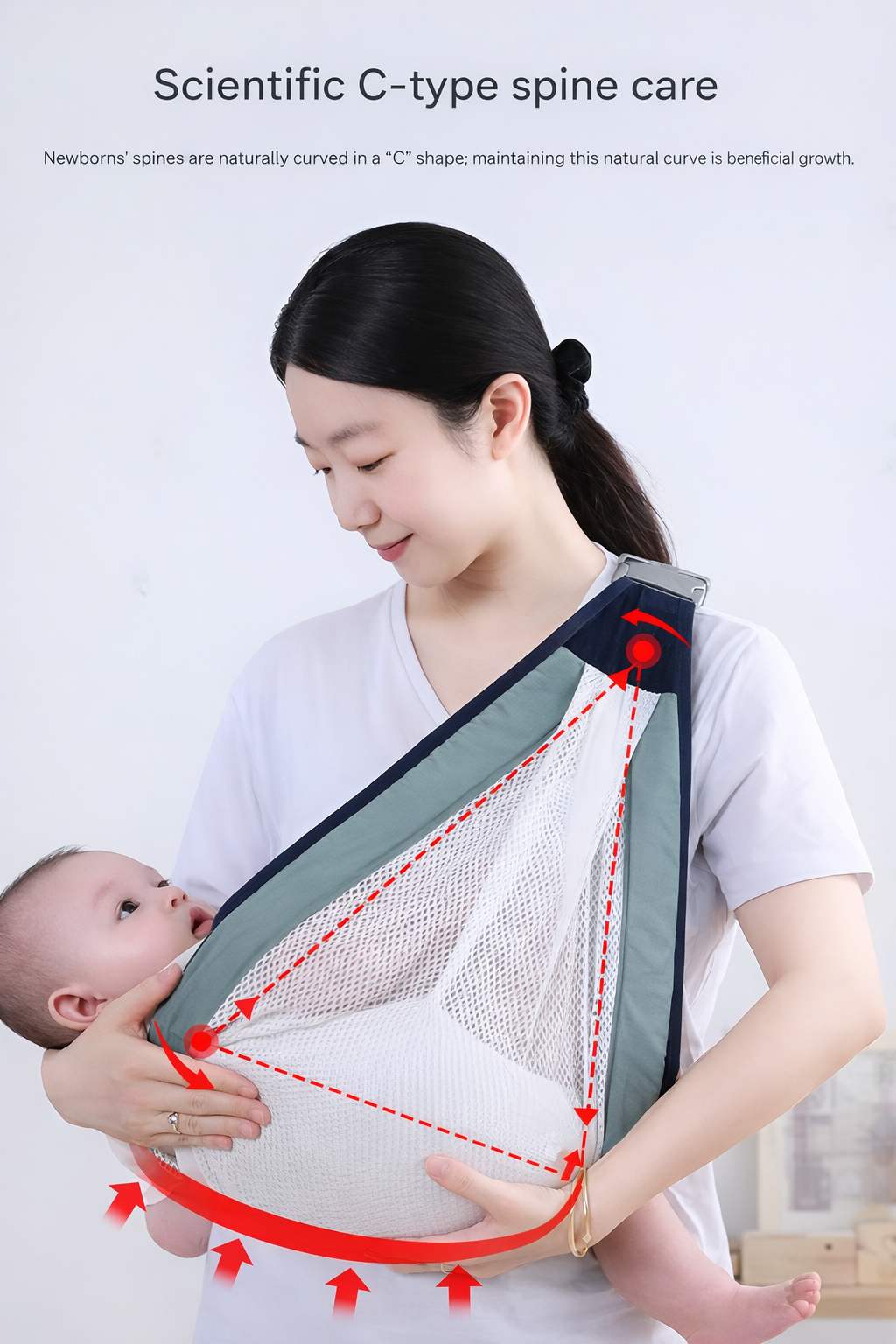 Comfort Baby Sling Wrap – Scientific C-Shape Spine Care Newborn Carrier