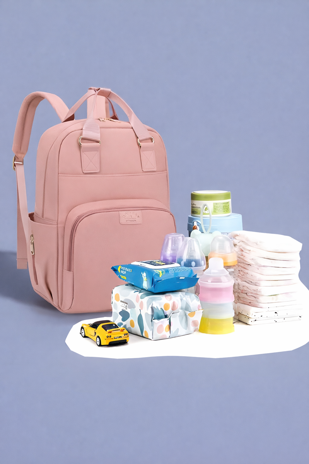 Pink Mumma Bag with 800ml Water Bottle – Stylish, Spacious & Perfect for Moms
