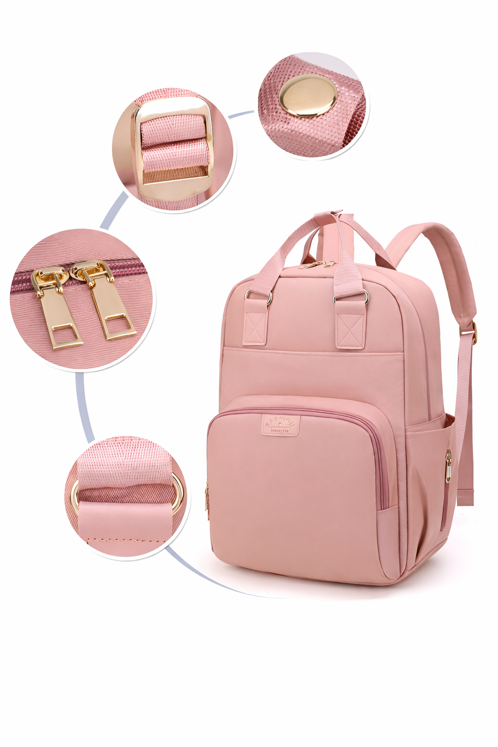 Pink Mumma Bag with 800ml Water Bottle – Stylish, Spacious & Perfect for Moms