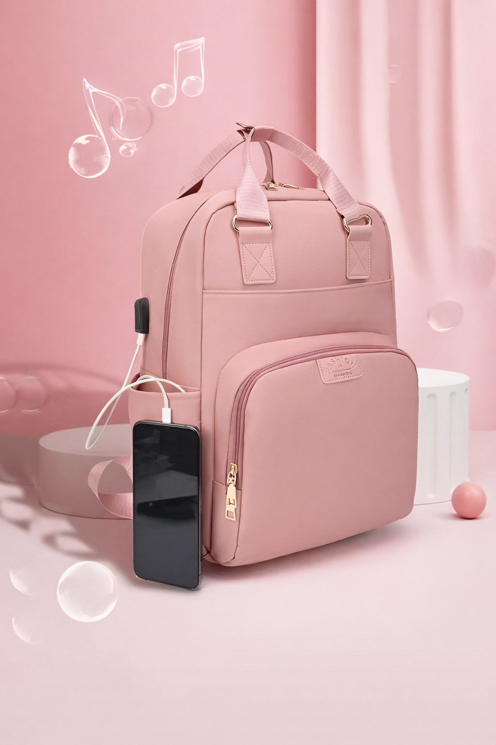 Pink Mumma Bag with 800ml Water Bottle – Stylish, Spacious & Perfect for Moms