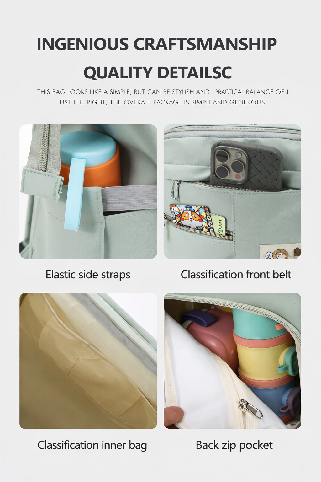 Green Mumma Bag with 900ml Tumbler – Stylish, Spacious & Perfect for Moms