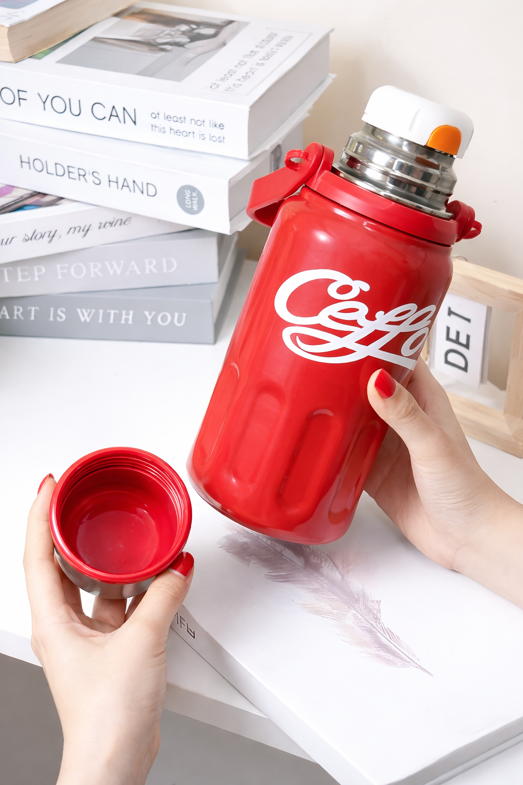 Cute pastel coffee bottle__Red