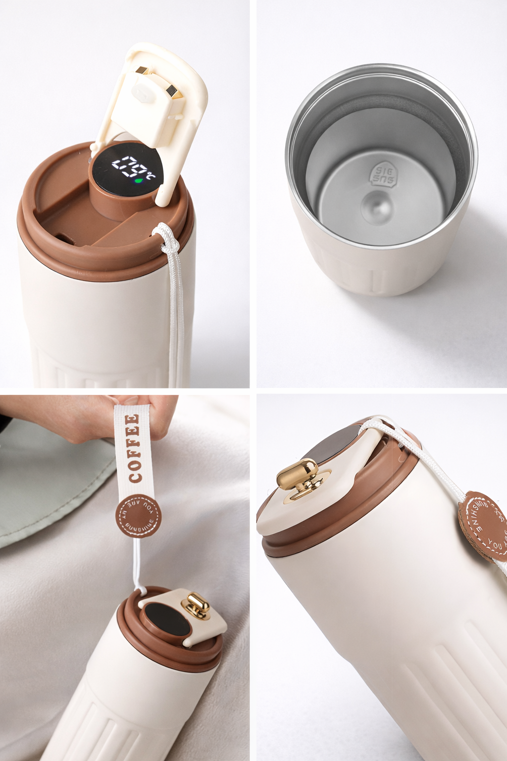 Leak proof insulated thermos with display__Brown