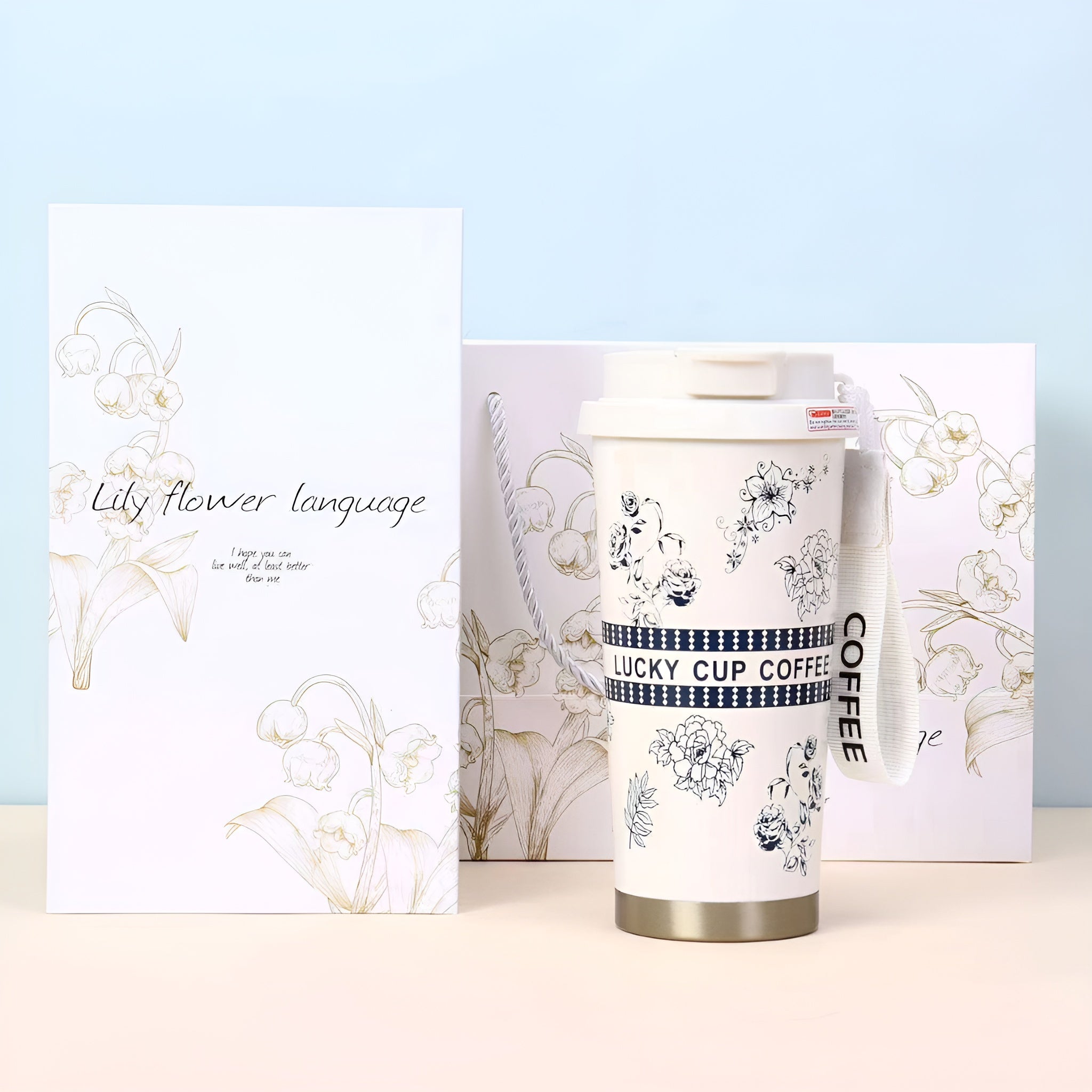 Office coffee mug with lid__White