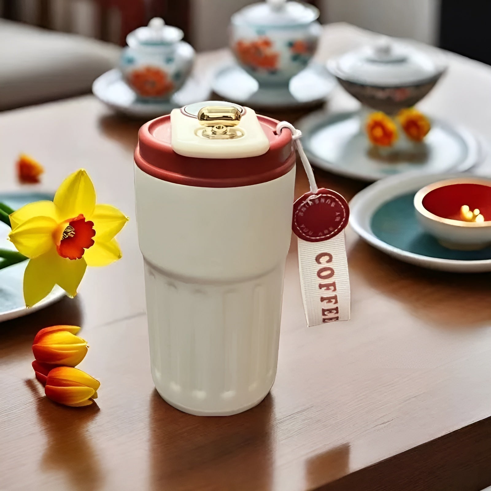 Smart temperature display coffee mug__Red