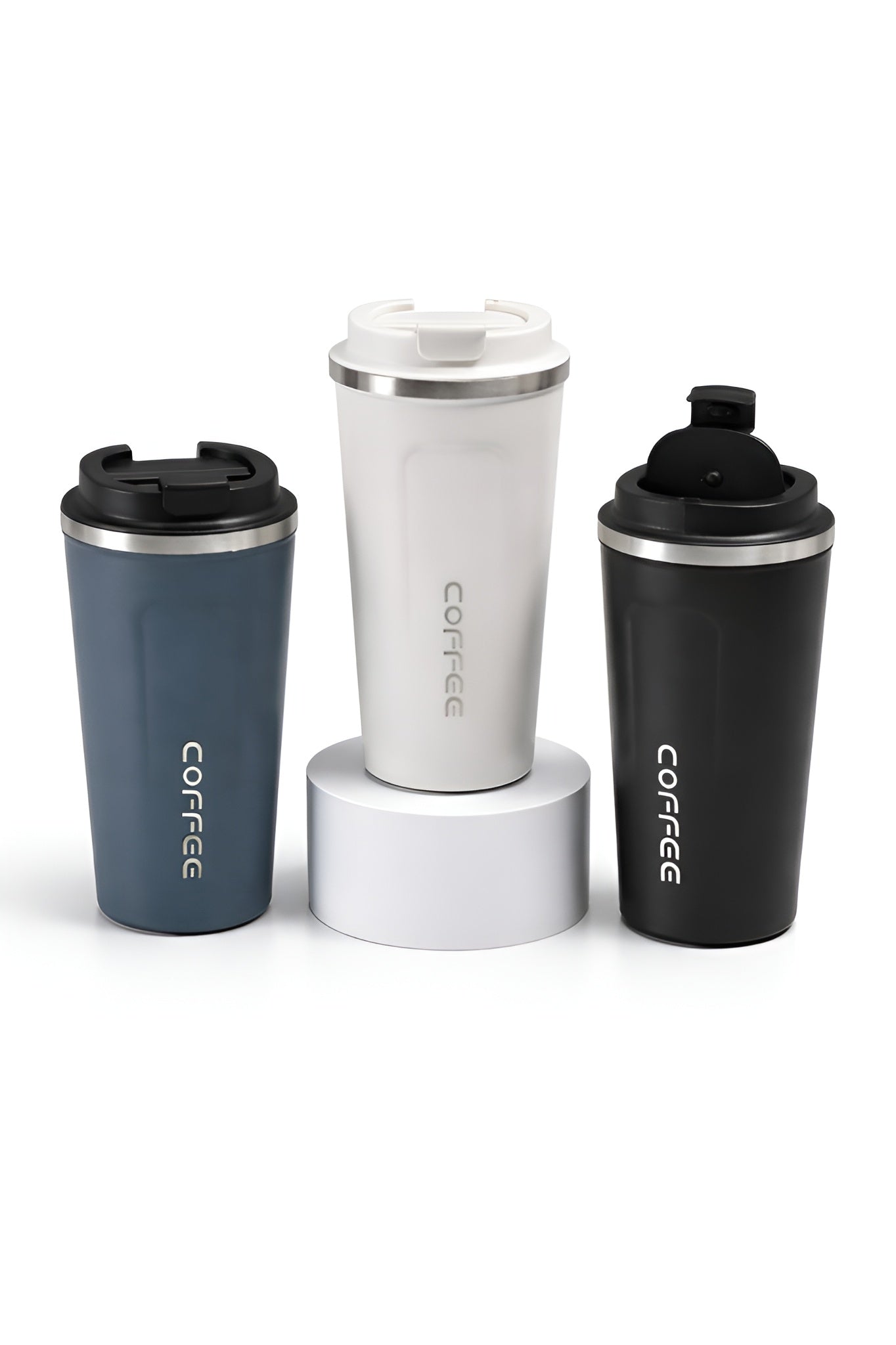 Stainless Steel Travel Coffee Tumbler with Lid__White