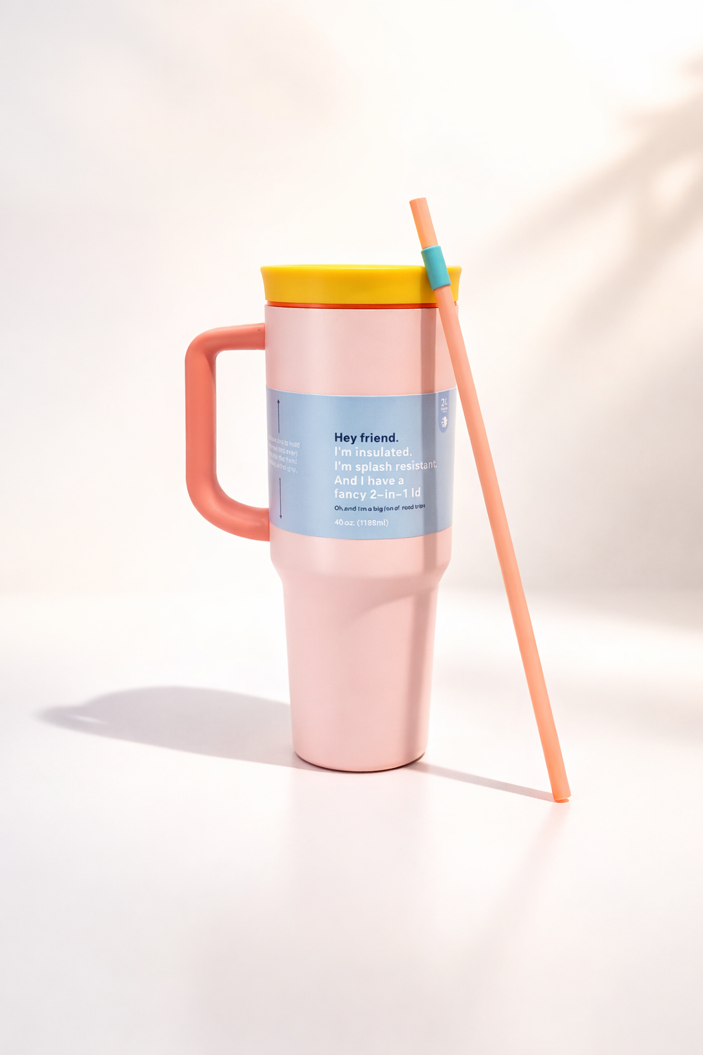 Stainless Steel Tumbler with Handle__Pink