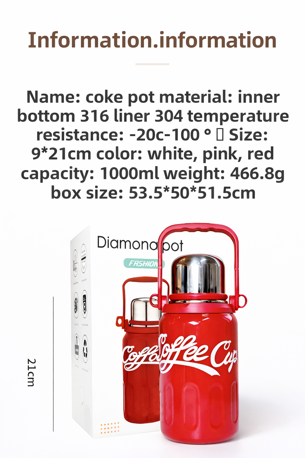 Stylish red vacuum flask__Red