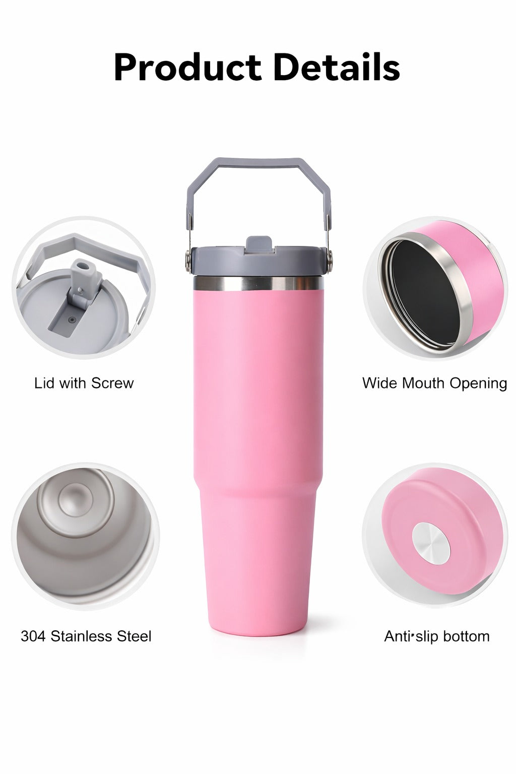 Vacuum Insulated Stainless Steel Travel Mug with Handle ( Green & Black ) (set of 2)