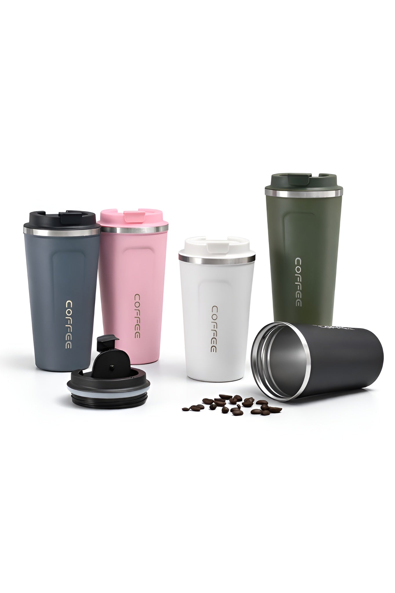 White insulated coffee cup__Green