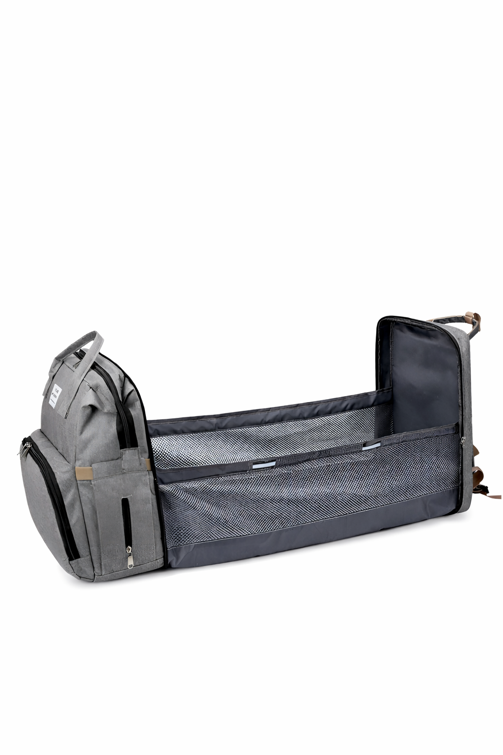 baby diaper bag with crib__gray