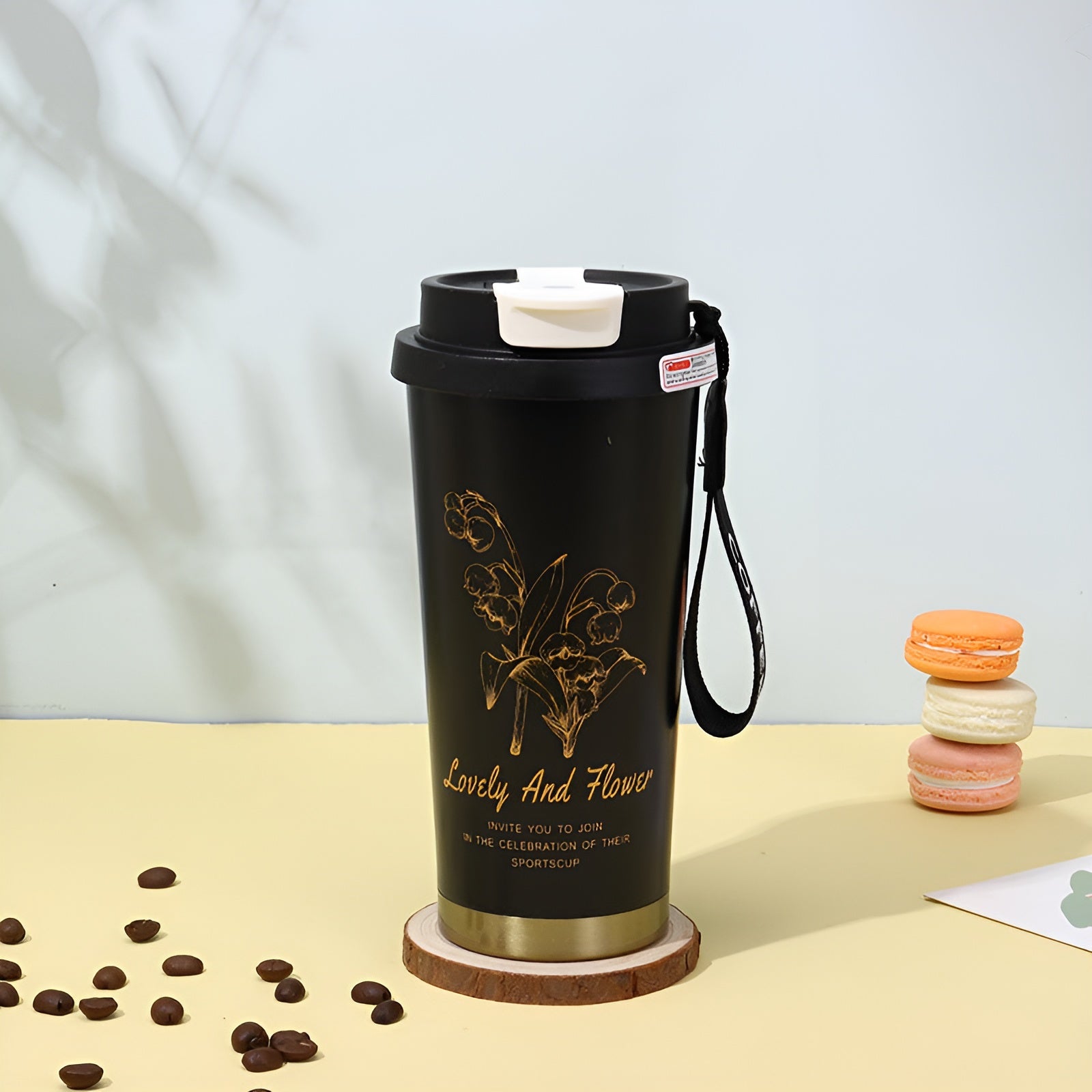 coffee mug with flip lid__Black