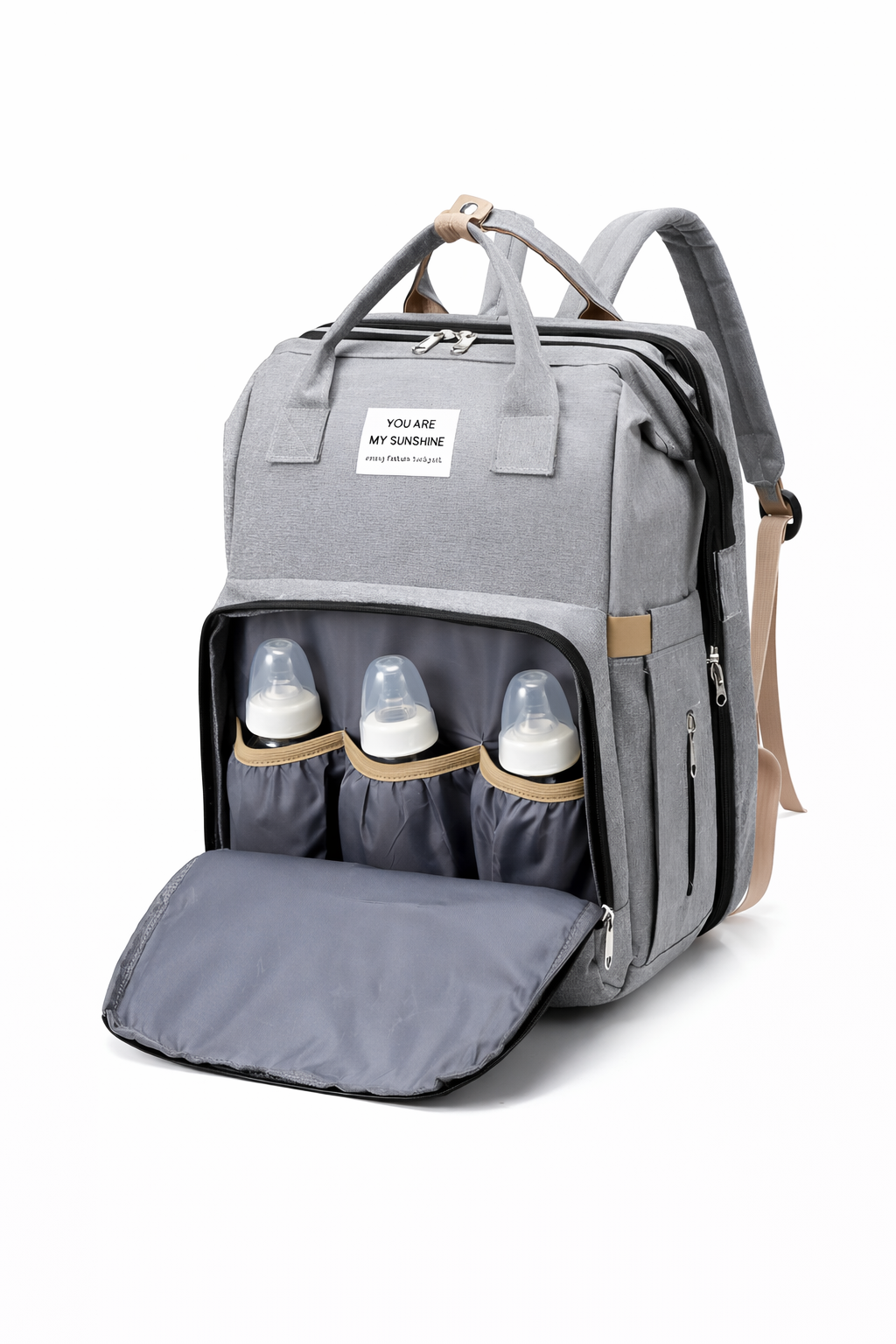 diaper bag with bassinet__gray