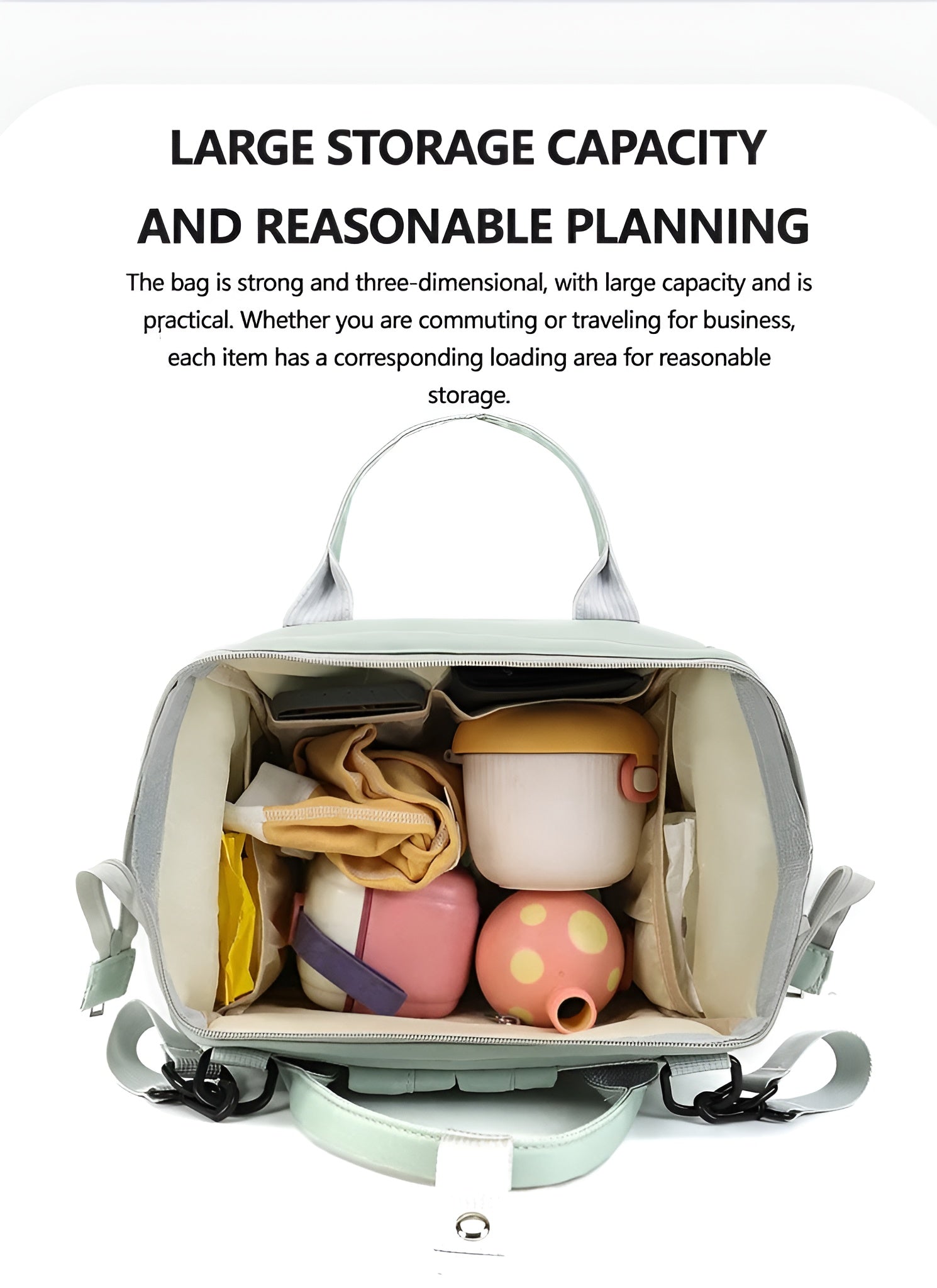 diaper bag with insulated pockets__green