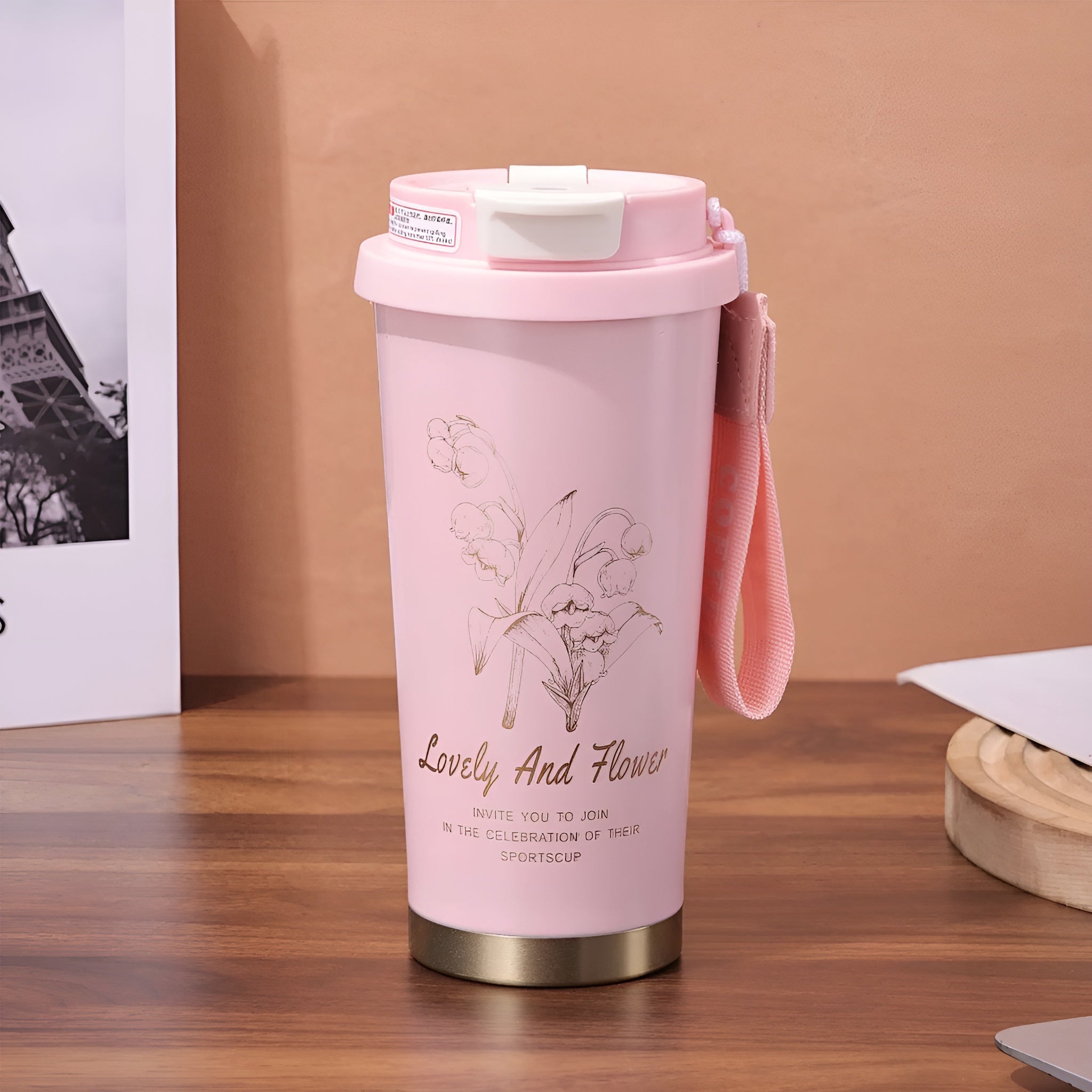 durable stainless steel travel coffee cup__Pink
