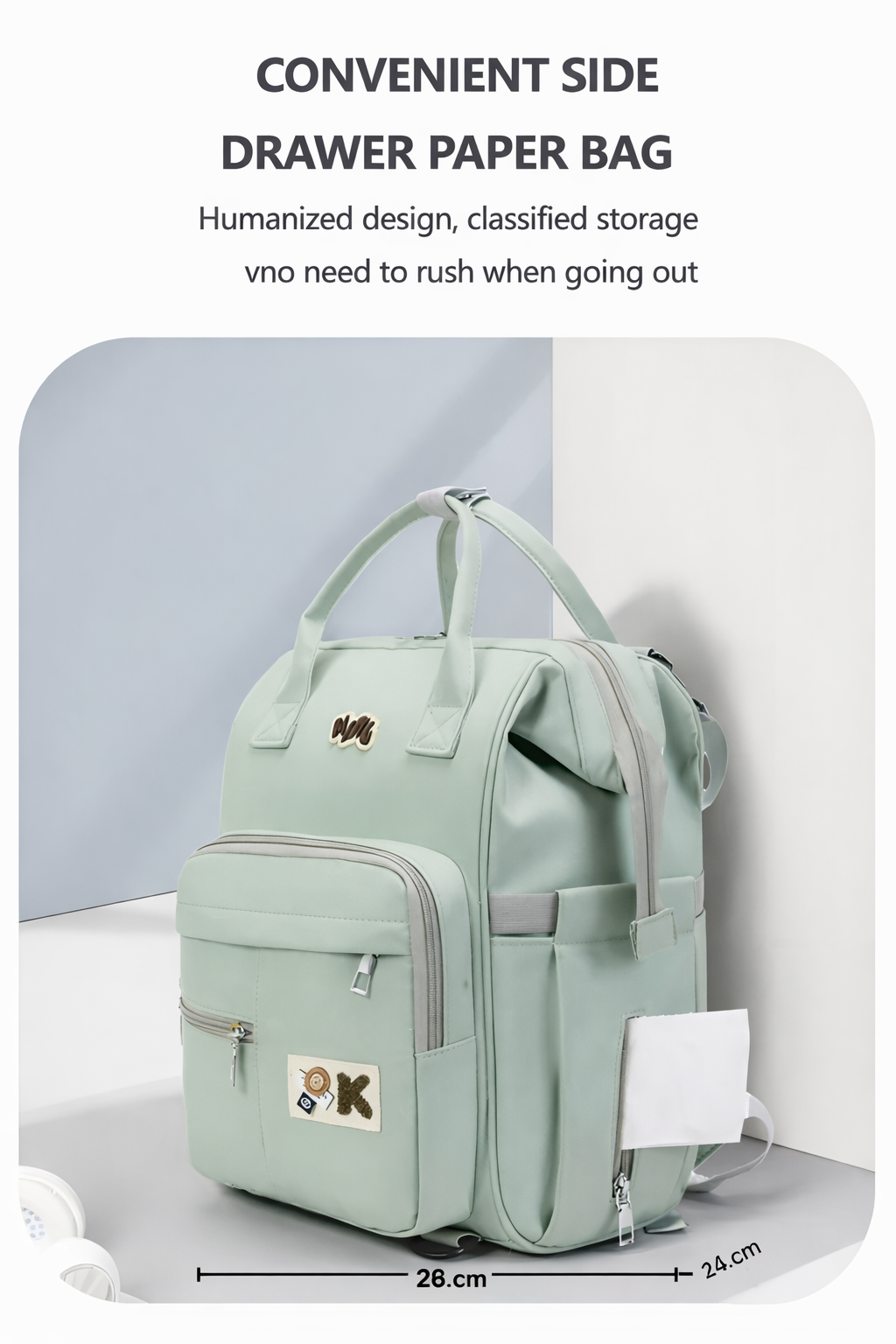 large capacity diaper bag with bottle holder__green