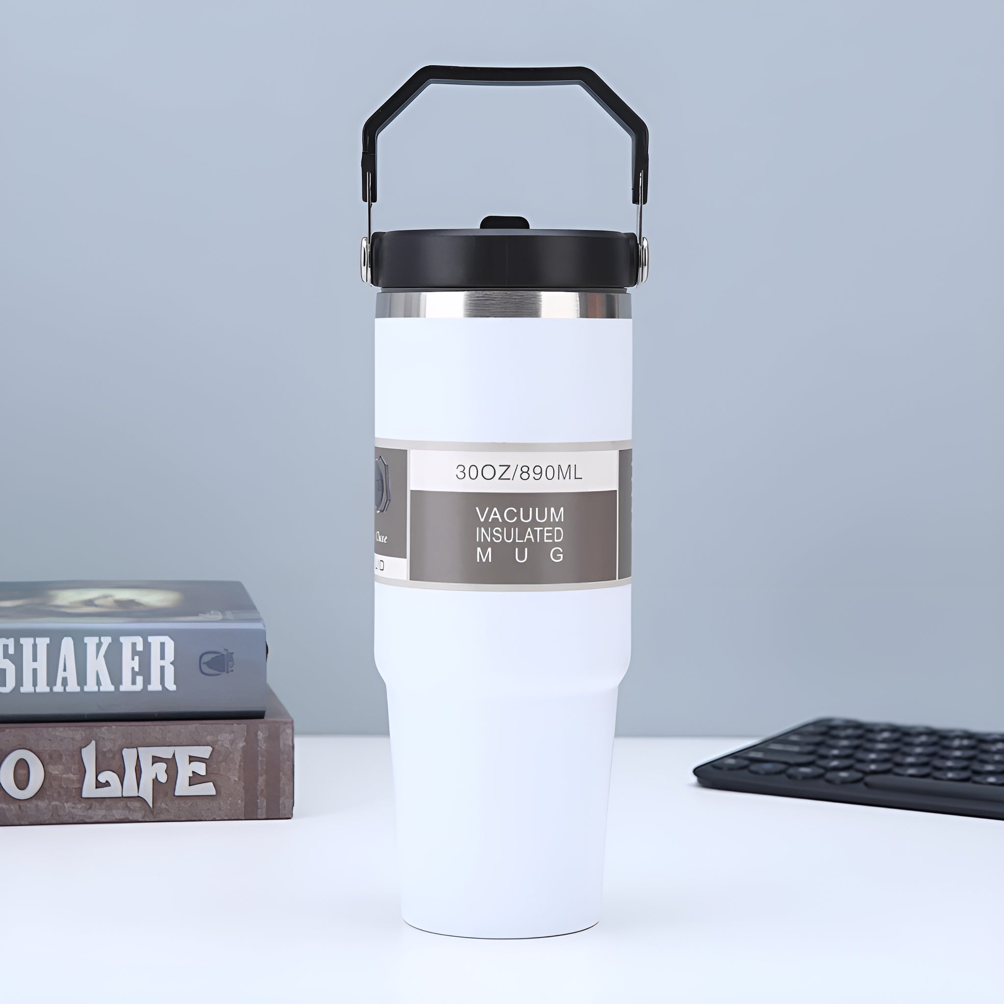 large water bottle stainless steel__White