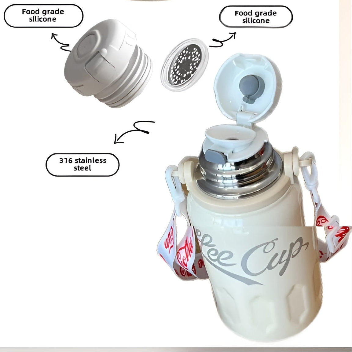 portable vacuum flask__White