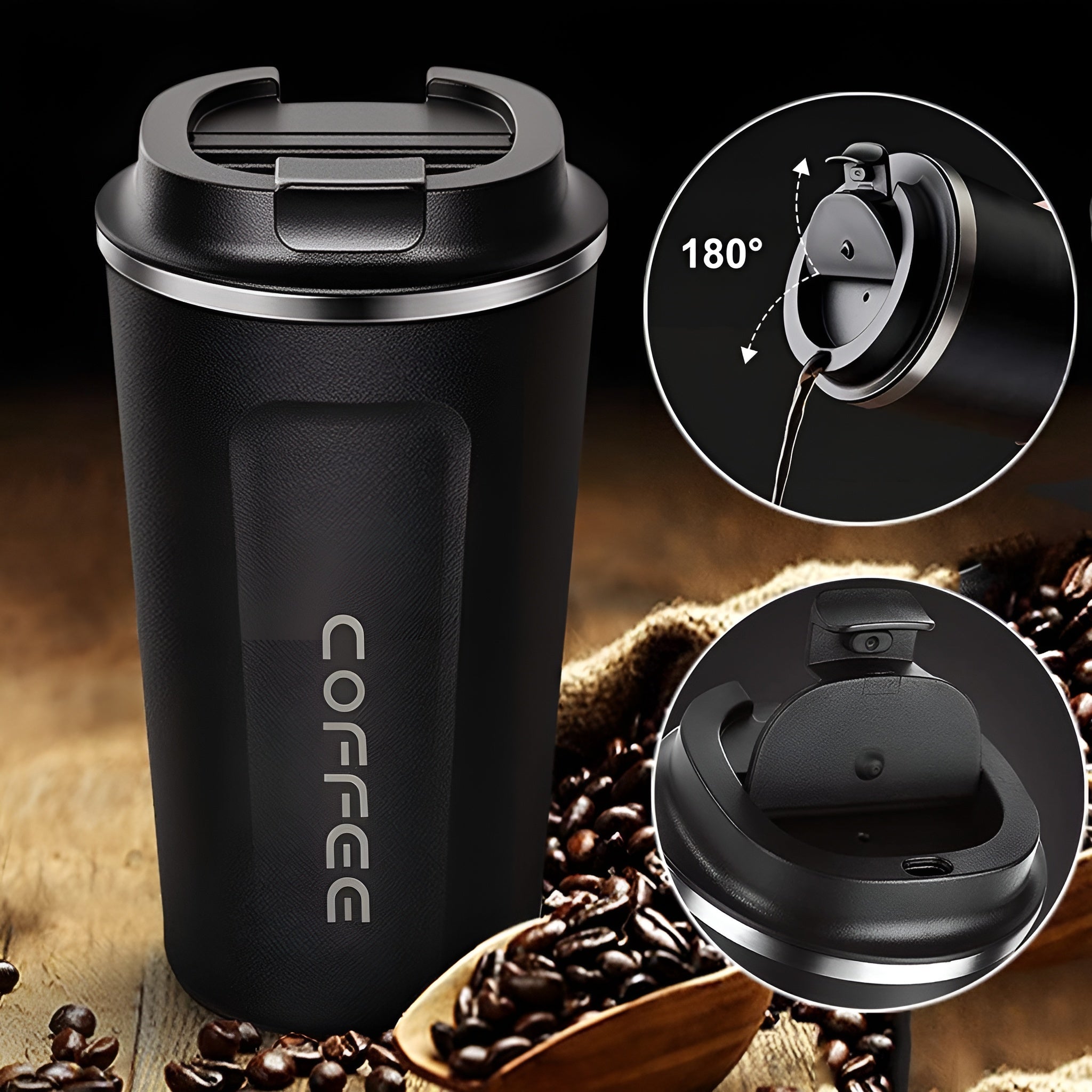 premium stainless steel coffee mug__Black