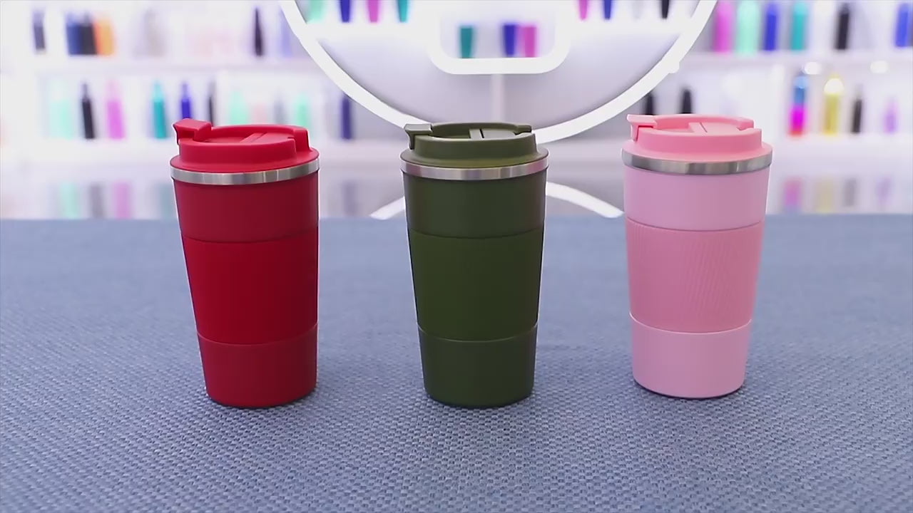 Premium Insulated Travel Mug Combo – 500 ml Each (Green & White)  Reusable Coffee & Tea Tumbler | Leak-Proof | Eco-Friendly | Hot & Cold (Set of 2)