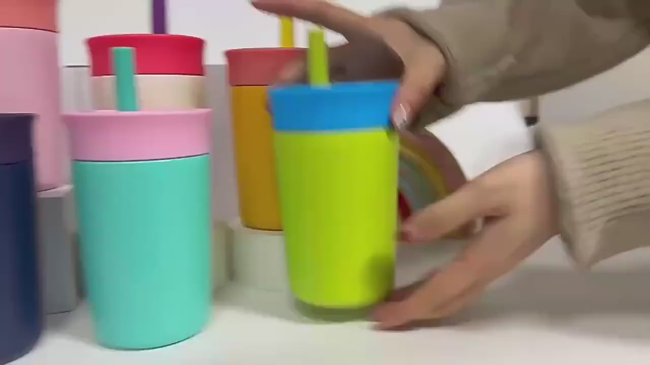 Premium Insulated Tumbler Combo Set – Blue & Yellow 350 ml | Leak-Proof | Reusable | Hot & Cold Drink Cups for Kids & Adults(Set of 2)