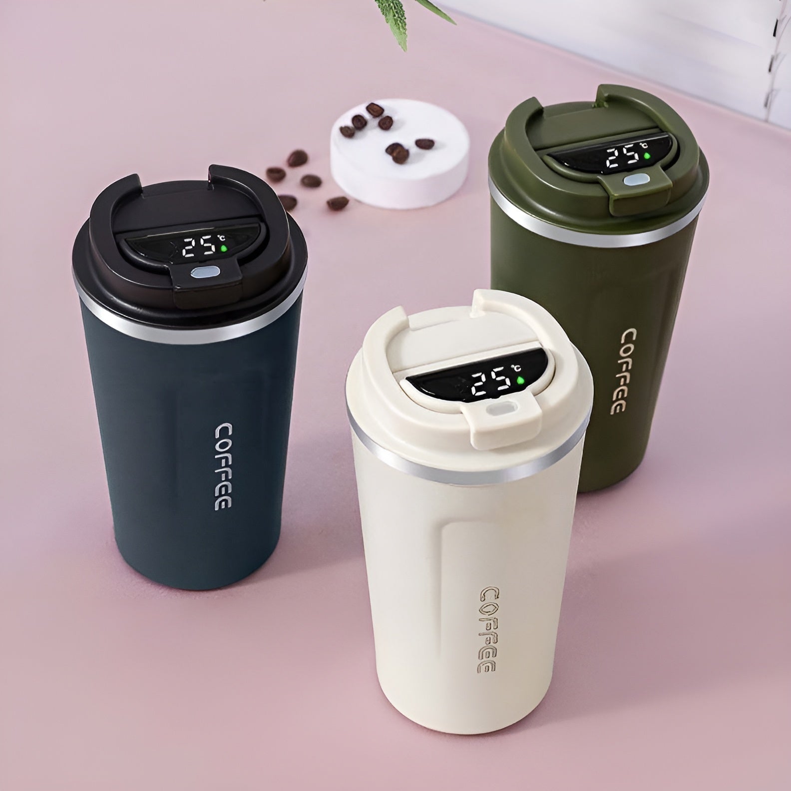 smart thermos mug for office use__Green