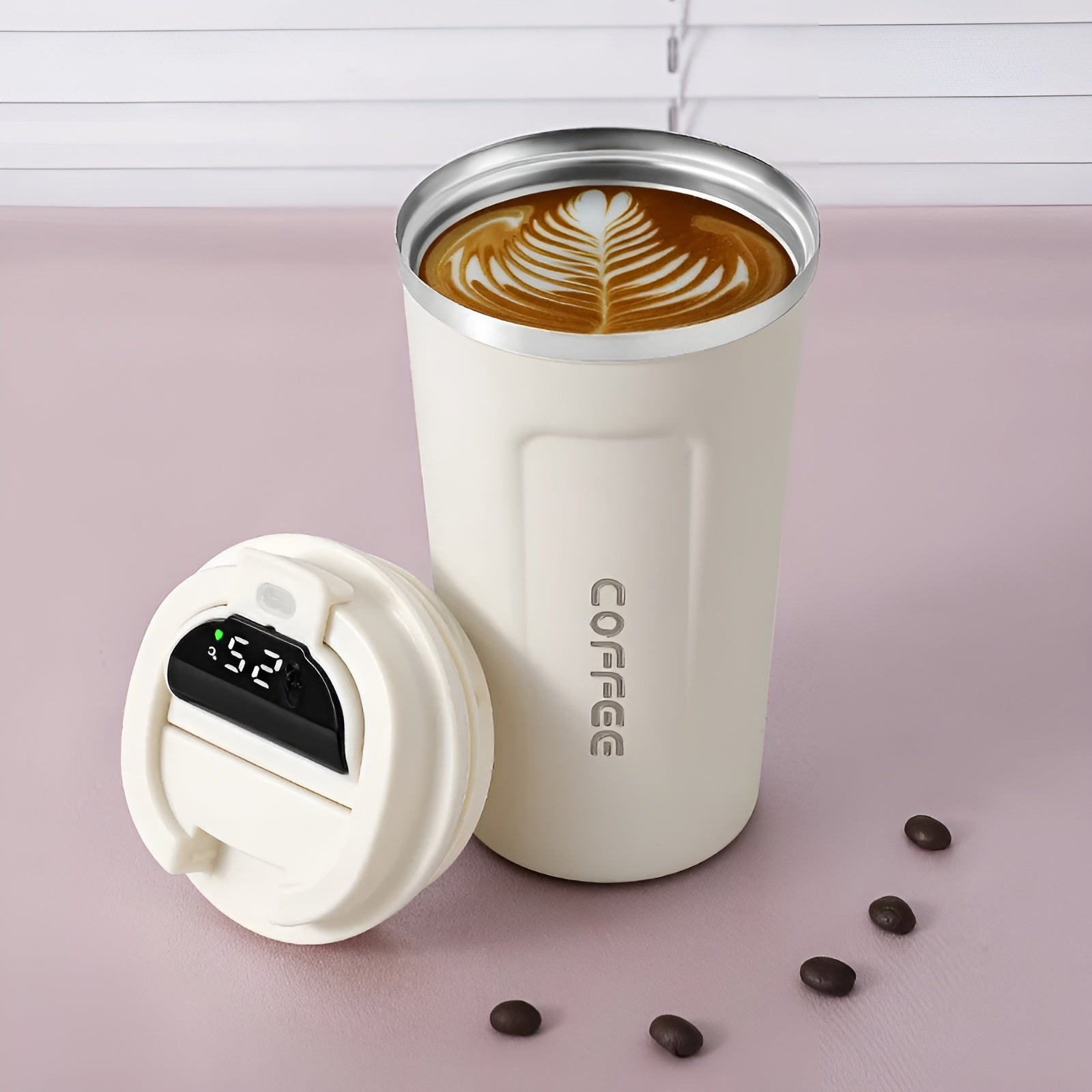 stainless steel smart coffee cup__White