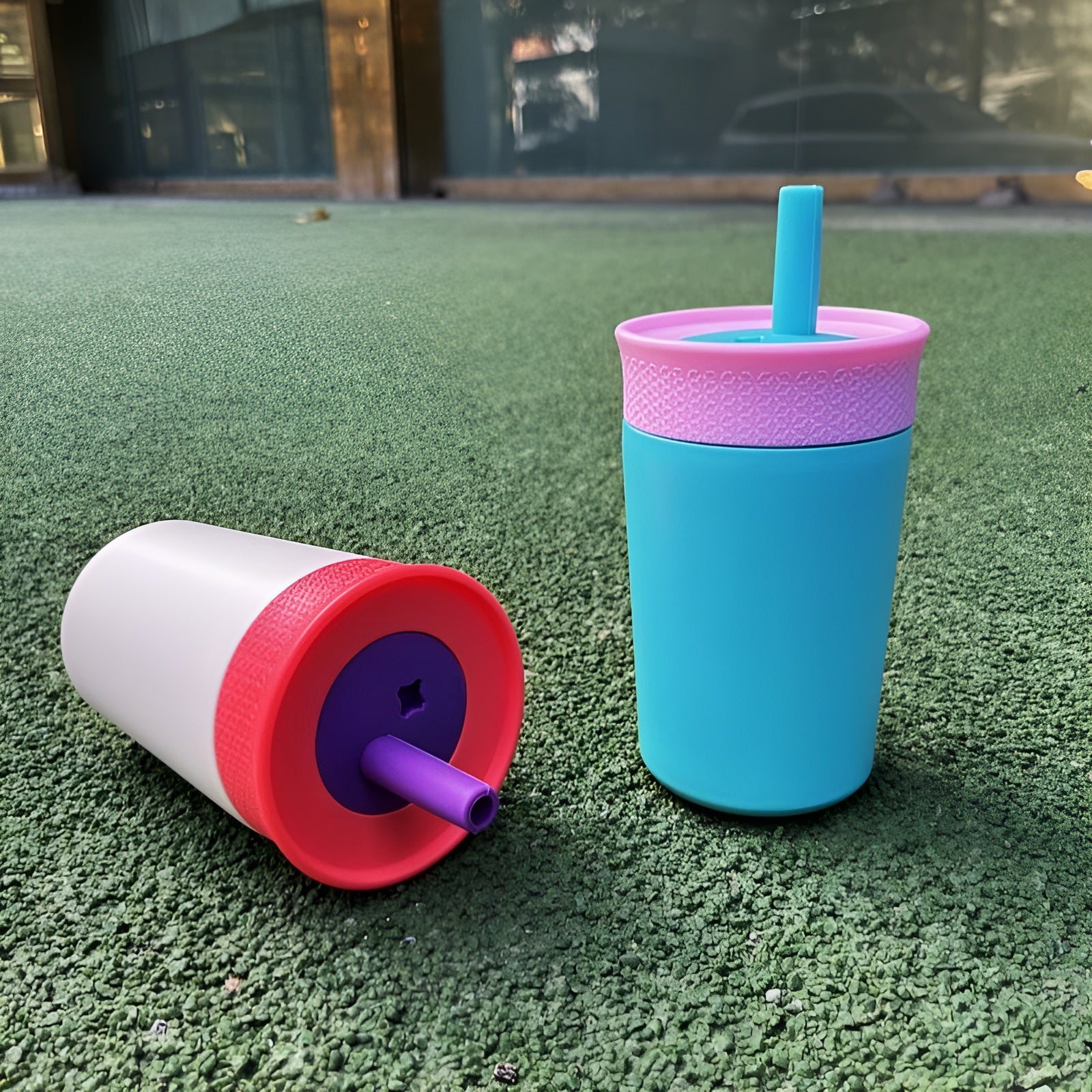 steel tumbler with straw__cream