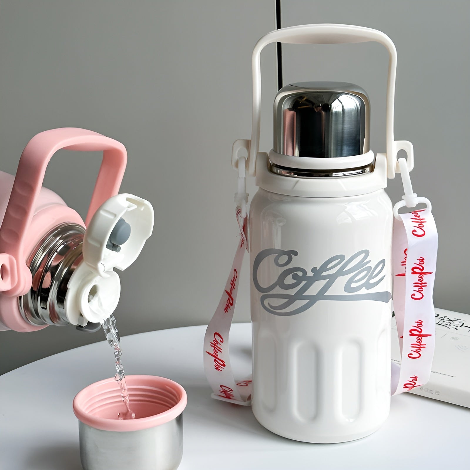 travel friendly thermos bottle 1L__White