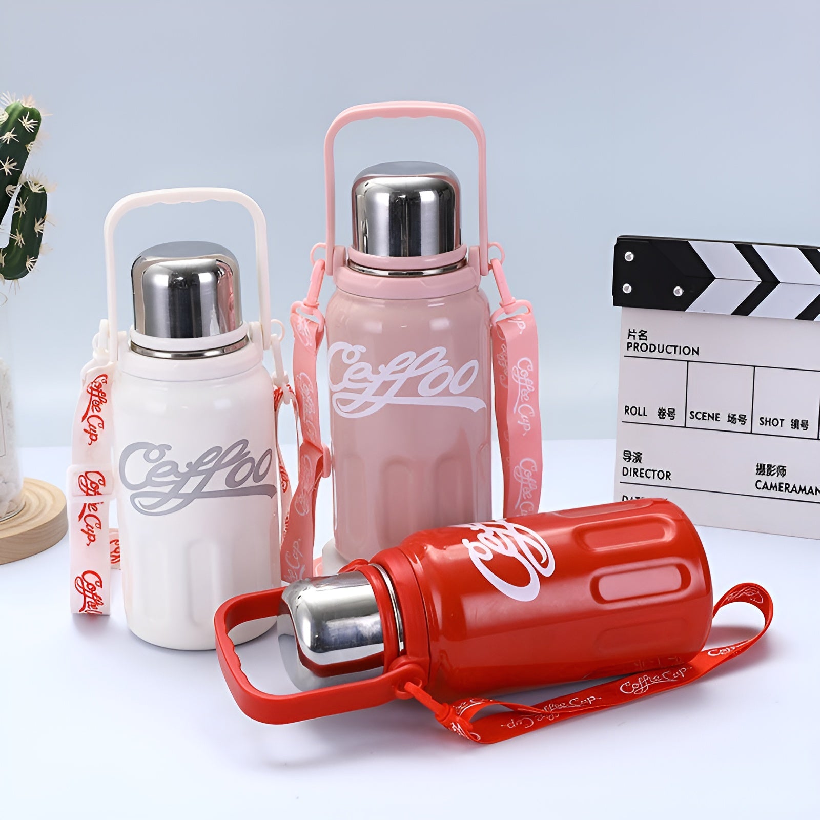 travel thermos flask stainless steel__Red